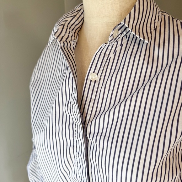 Iris & Ink By The Outnet Striped Open Ruffle Whimsy Sleeve Top Sz UK 8 (US 4) - Picture 6 of 9